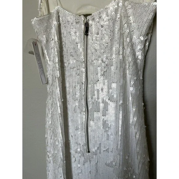 NEW Alice + Olivia Valli Cut Out Cami Maxi Dress White Sequins Size 6 Wedding - Picture 8 of 12